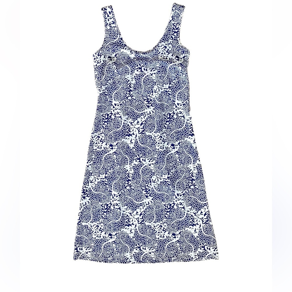 GINGY Women’s Bali Tank Dress in Lace Print Navy & White Sz Small Resortwear